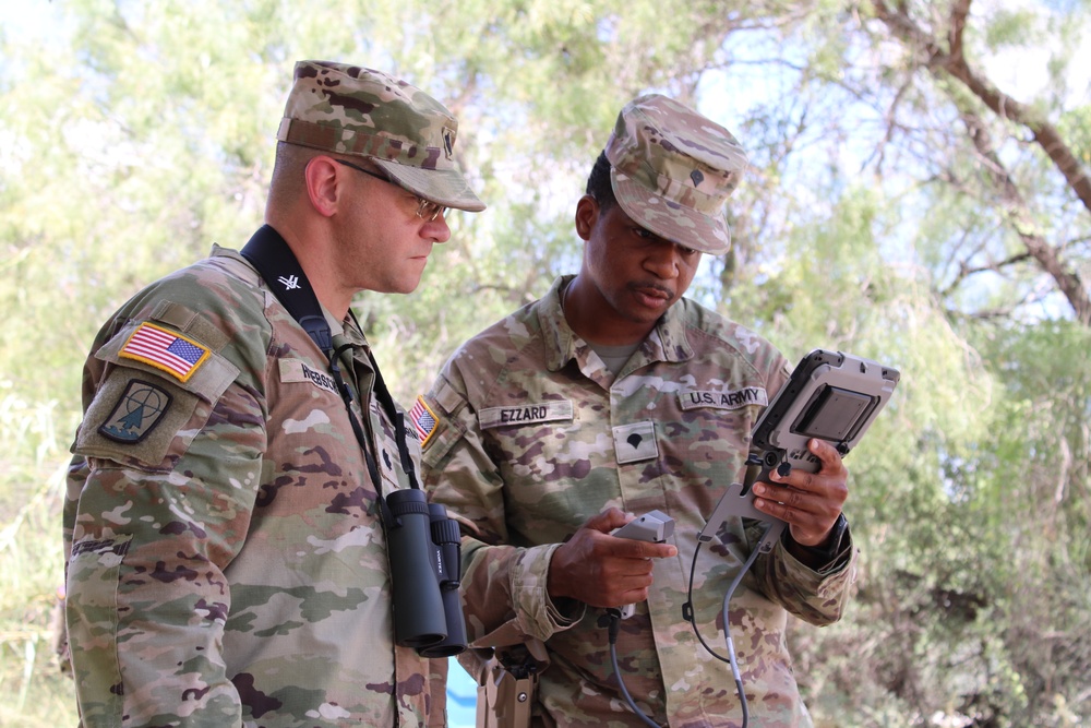 JTF-SB Army Engineers operate Black Hornet Nano Drone during patrol
