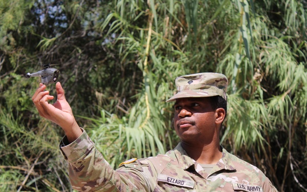 JTF-SB Army Engineers operate Black Hornet Nano Drone during patrol
