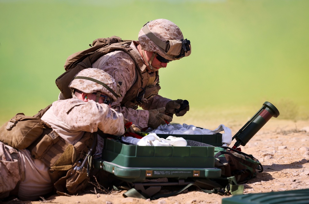 U.S. Marines with 4th Combat Engineer Battalion, 4th Marine Division and Egyptian Solders train at a demolition range for BRIGHT STAR 25