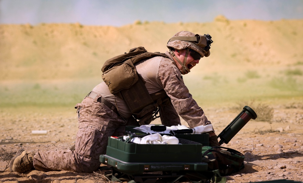 U.S. Marines with 4th Combat Engineer Battalion, 4th Marine Division and Egyptian Solders train at a demolition range for BRIGHT STAR 25