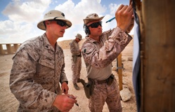 U.S. Marines with 4th Combat Engineer Battalion, 4th Marine Division conduct pistol, grenade range during BRIGHT STAR 25 [Image 2 of 12]