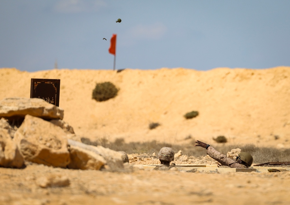 U.S. Marines with 4th Combat Engineer Battalion, 4th Marine Division conduct pistol, grenade range during BRIGHT STAR 25