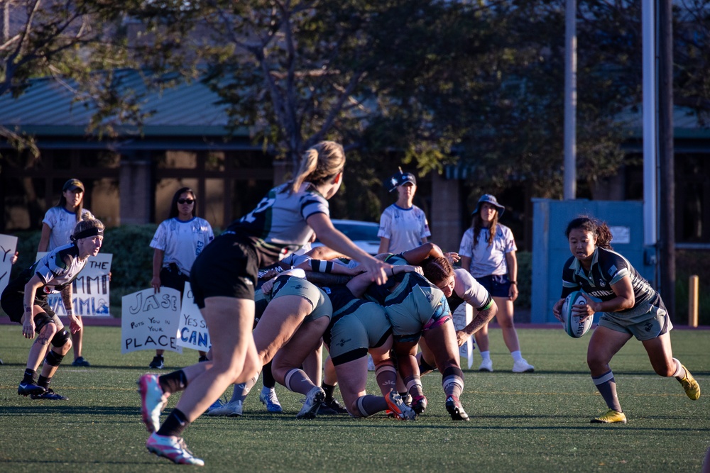 The All-Marine Corps Women’s Rugby team competes on MCAS Miramar