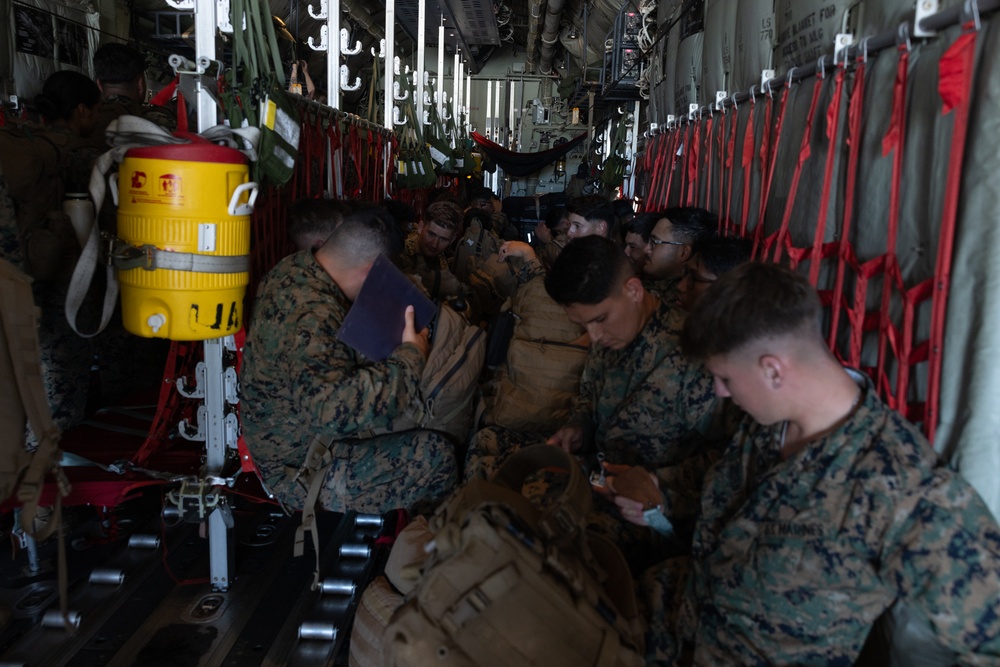 3D Marine Expeditionary Brigade Marines embark a C-130J in preparation of exercise Resolute Dragon 25
