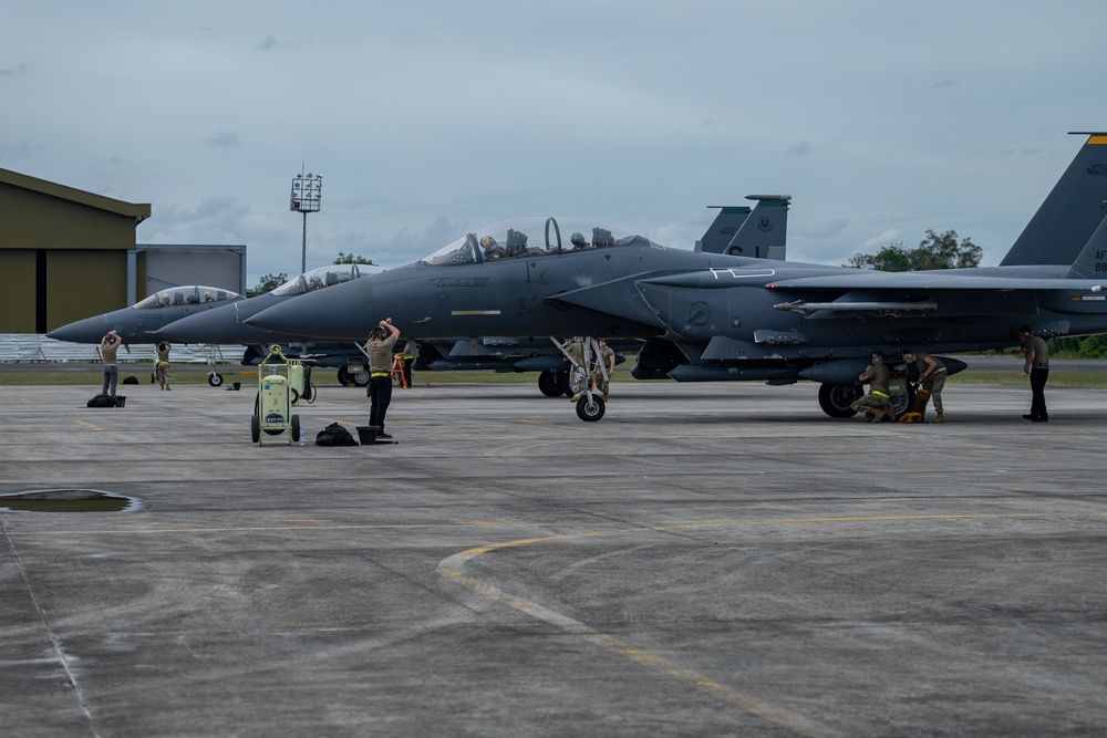 Kadena AB F-15Es arrive for Exercise Cope West 25