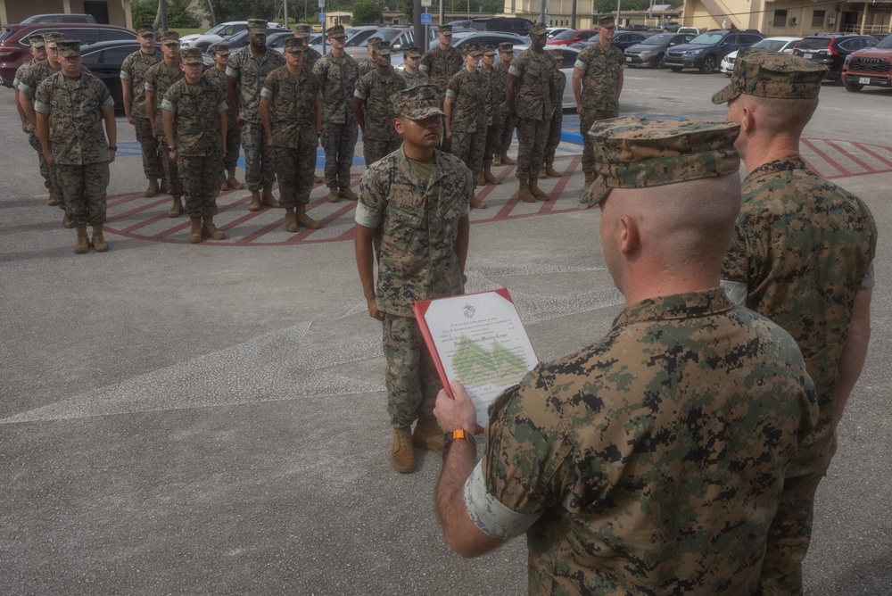 Camp Blaz Marines participate in promotion and reenlistment ceremony