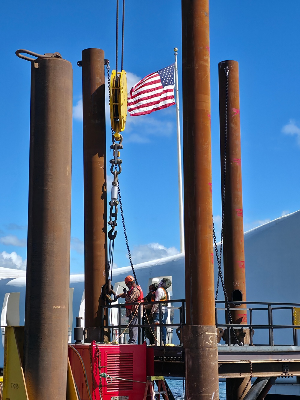 U.S. Navy contractors prepare for USS Arizona platform removal