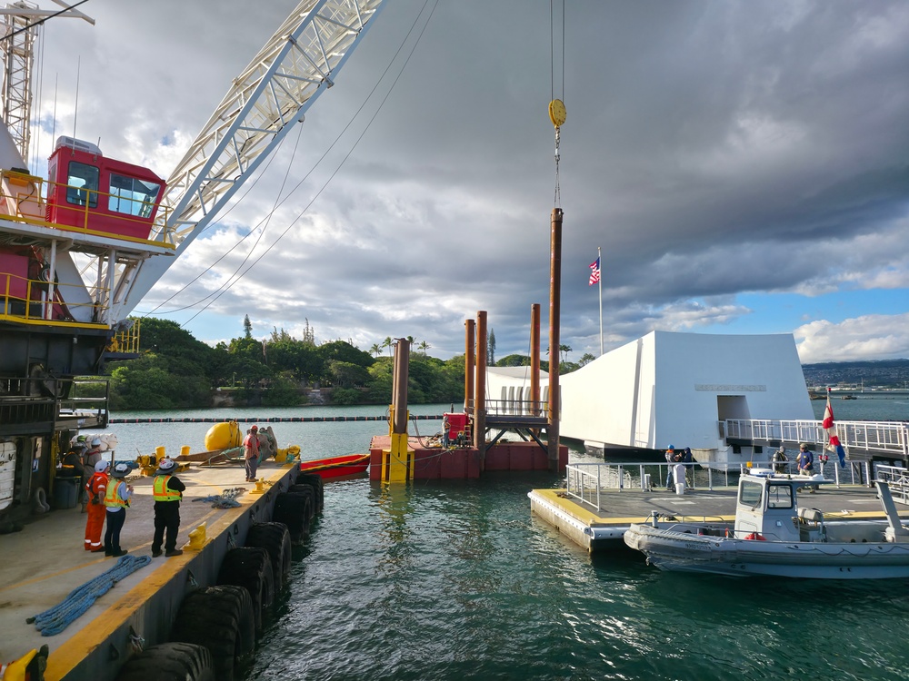 U.S. Navy contractors prepare for USS Arizona platform removal