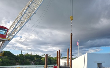 U.S. Navy contractors prepare for USS Arizona platform removal