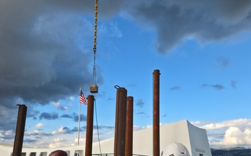 U.S. Navy contractors prepare for USS Arizona platform removal
