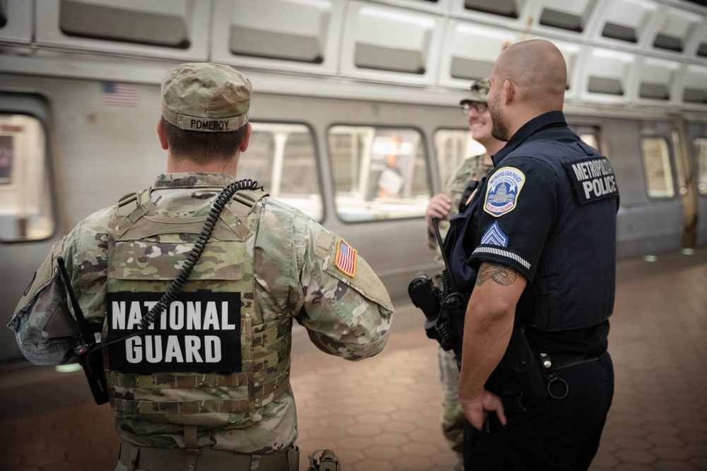 West Virginia National Guard Soldiers Patrol Stadium-Armory Metro Station