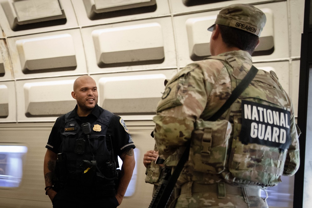 West Virginia National Guard Soldiers Patrol Stadium-Armory Metro Station