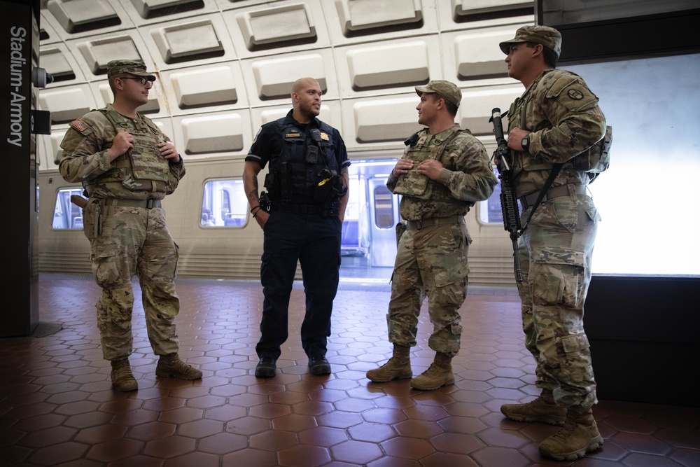 West Virginia National Guard Soldiers Patrol Stadium-Armory Metro Station