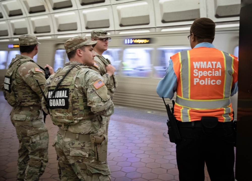 West Virginia National Guard Soldiers Patrol Stadium-Armory Metro Station