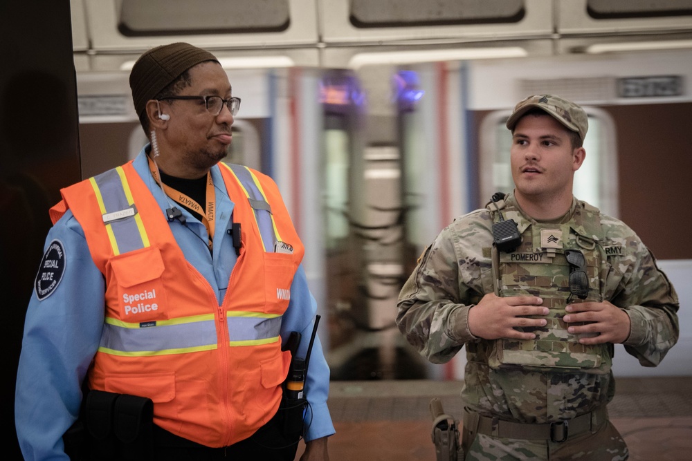 West Virginia National Guard Soldiers Patrol Stadium-Armory Metro Station