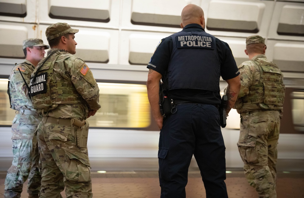West Virginia National Guard Soldiers Patrol Stadium-Armory Metro Station
