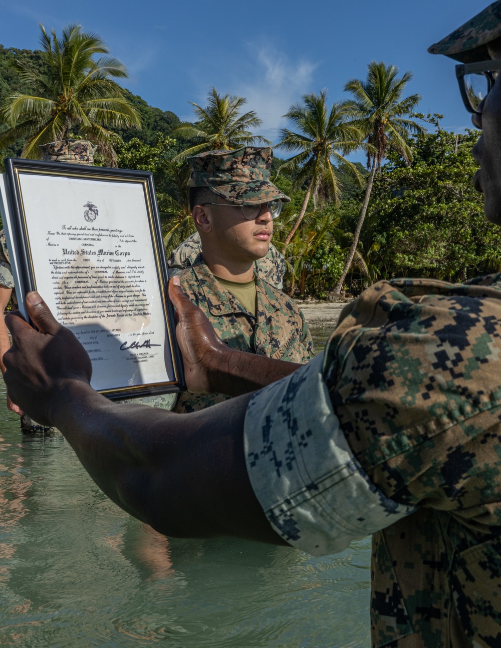 Kosrae Promotion: A Native of The Dominican Republic is promoted to Corporal during Koa Moana 25