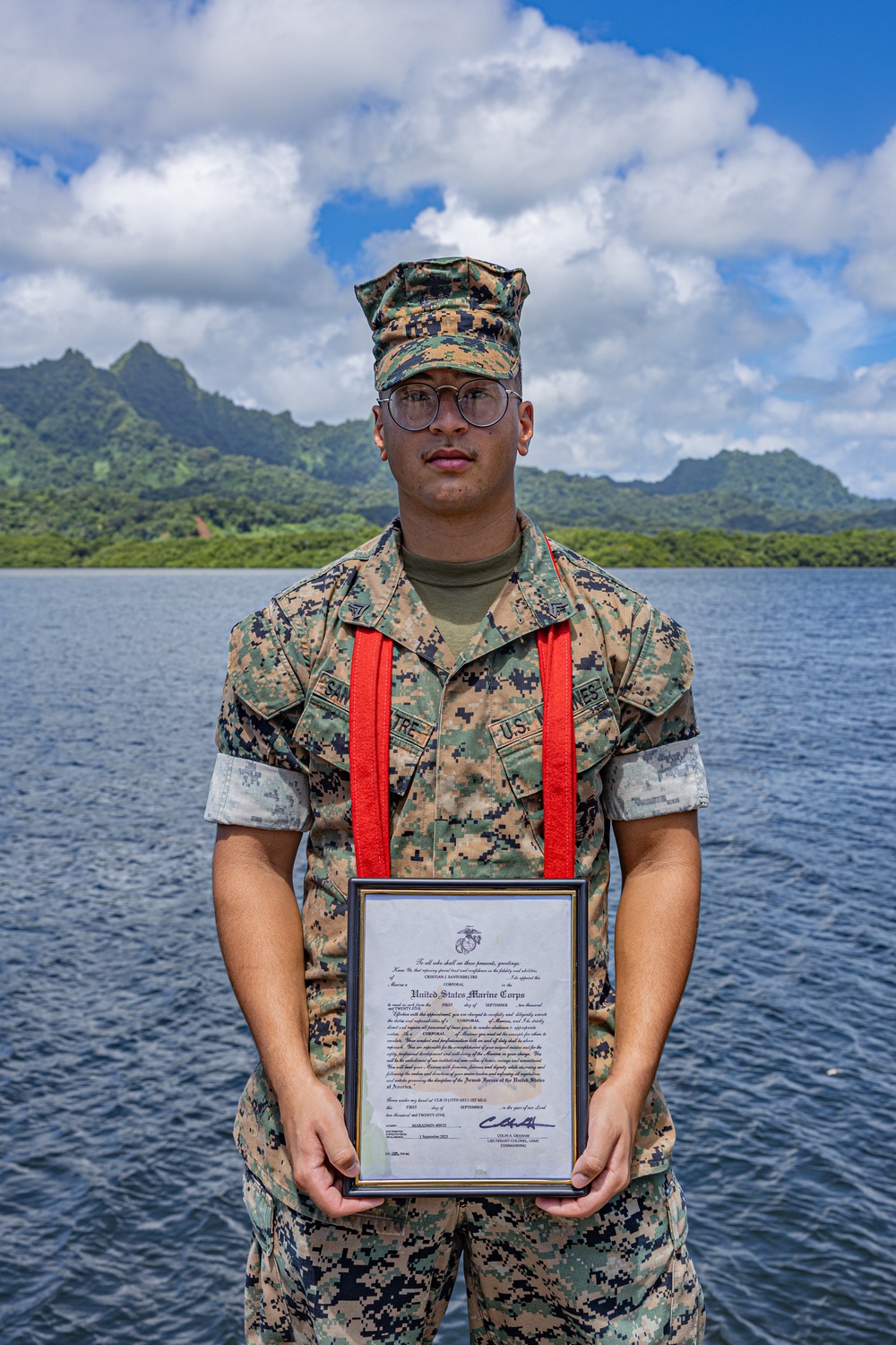 Kosrae Promotion: A Native of The Dominican Republic is promoted to Corporal during Koa Moana 25