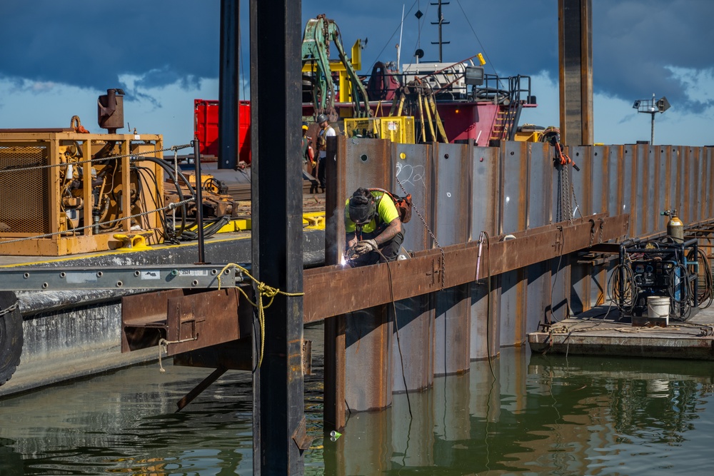 Driving Steel Sheet Piles in Vermilion Harbor