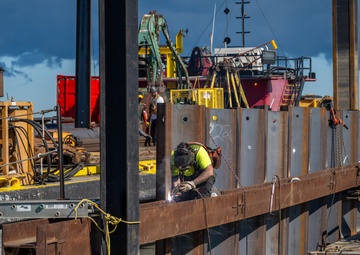 Driving Steel Sheet Piles in Vermilion Harbor