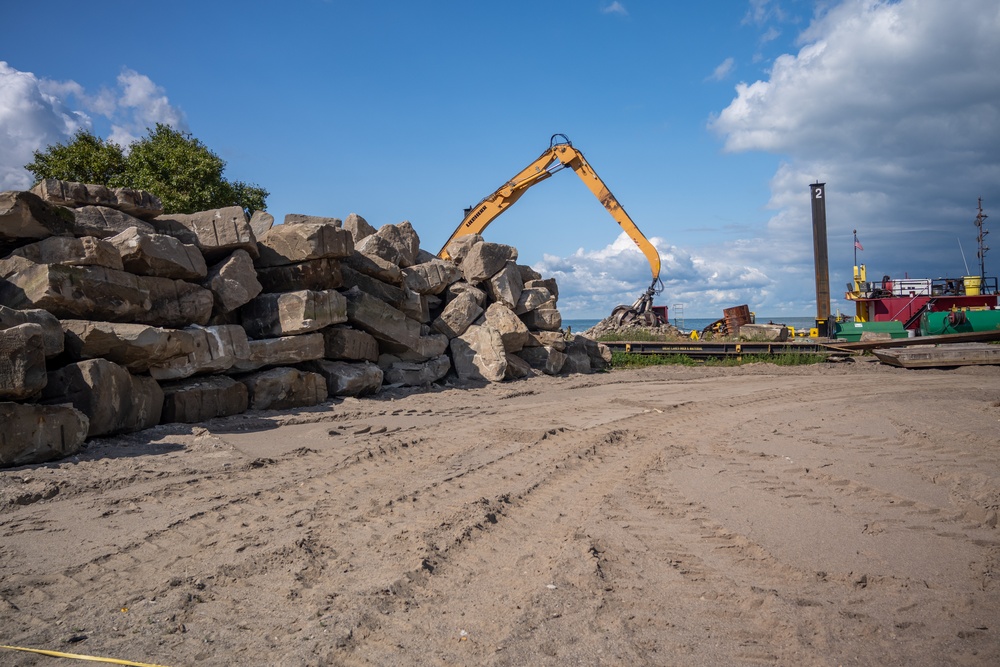 Driving Steel Sheet Piles in Vermilion Harbor