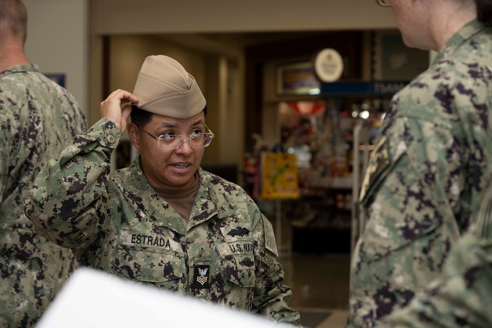 Chief Petty Officer selectees receive uniform fittings in Okinawa