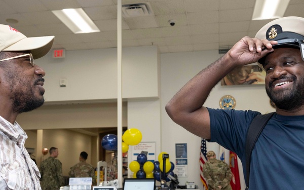 Chief Petty Officer selectees receive uniform fittings in Okinawa