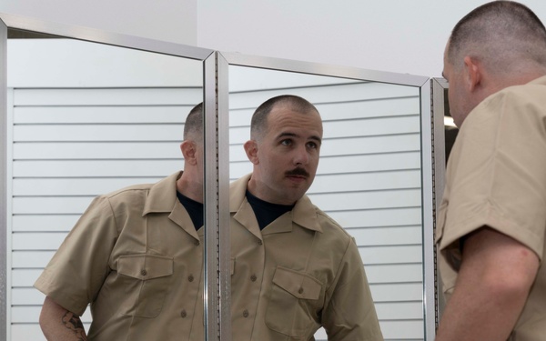 Chief Petty Officer selectees receive uniform fittings in Okinawa