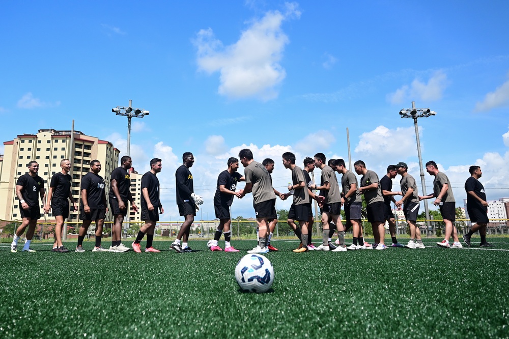 U.S. and ROKA Soldiers Face Off in Friendly Soccer Match at Camp Humphreys