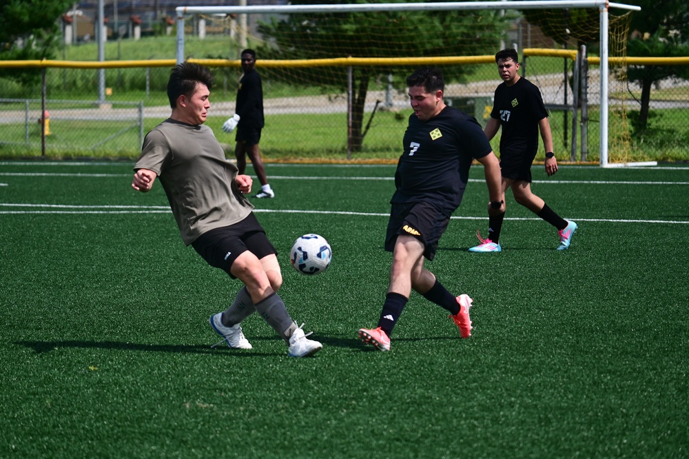 U.S. and ROKA Soldiers Face Off in Friendly Soccer Match at Camp Humphreys
