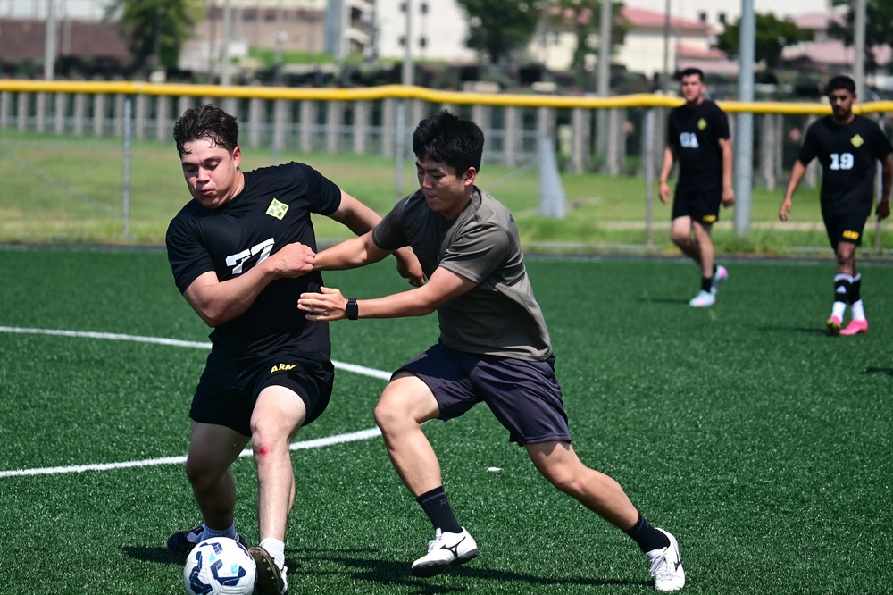 U.S. and ROKA Soldiers Face Off in Friendly Soccer Match at Camp Humphreys