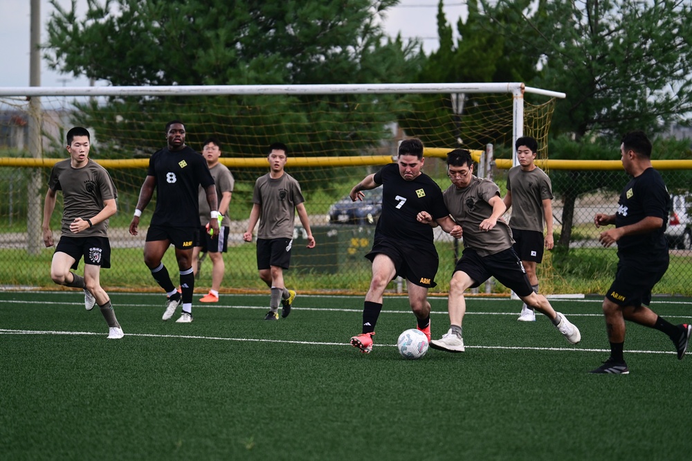 U.S. and ROKA Soldiers Face Off in Friendly Soccer Match at Camp Humphreys