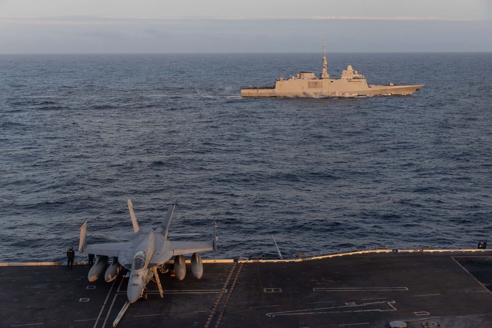 USS Gerald R. Ford Operates Alongside FS Aquitaine