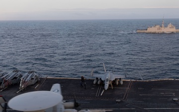 USS Gerald R. Ford (CVN 78) Conducts Flight Operations Alongside FS Aquitaine