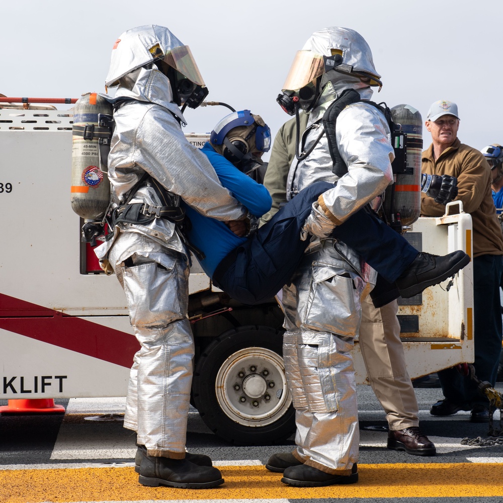 Boxer Conducts Flight Deck Fire Drill