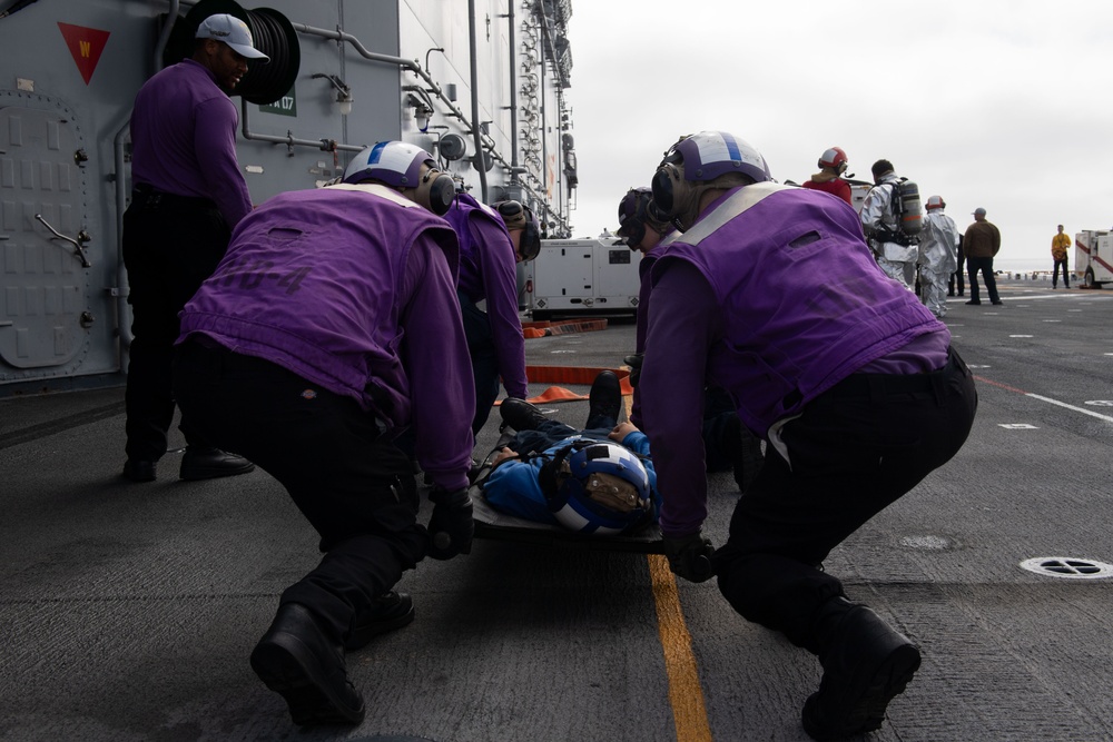 Boxer Conducts Flight Deck Fire Drill
