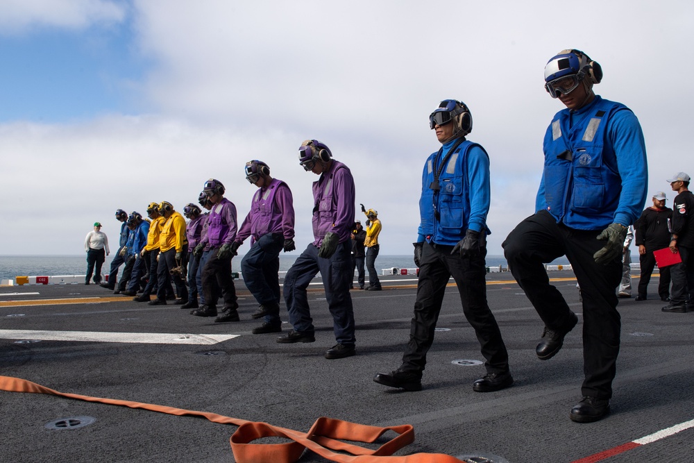 Boxer Conducts Flight Deck Fire Drill