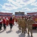 Iowa Army National Guard air crew walks into Jack Trice Stadium