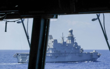 USS Truxtun Sails in formation with partner nations