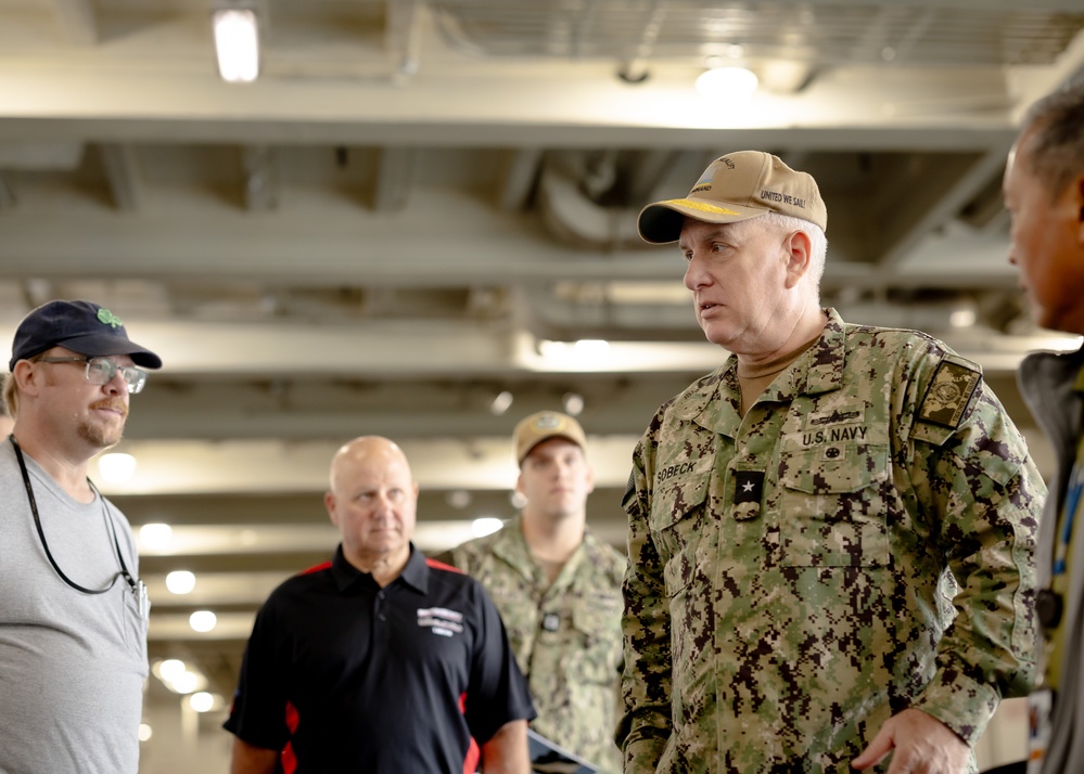 Rear Adm. Philip E. Sobeck Visits USNS Charlton (T-AKR 314)