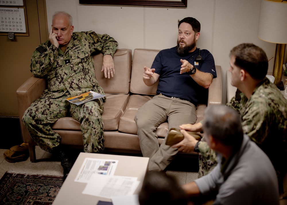 Rear Adm. Philip E. Sobeck Visits USNS Charlton (T-AKR 314)