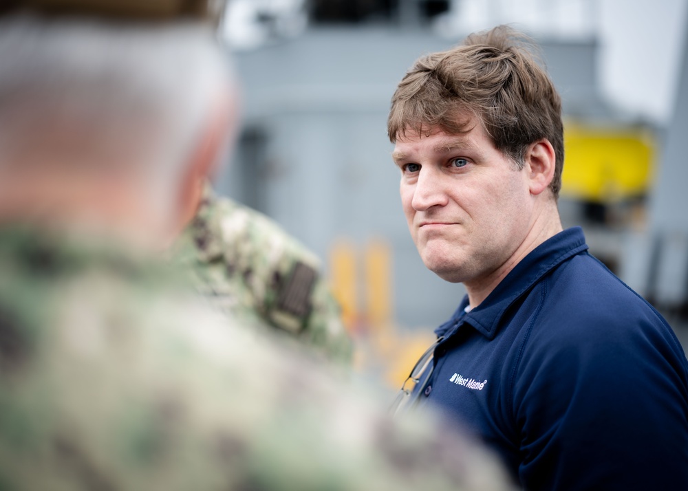 Rear Adm. Philip E. Sobeck Visits USNS Charlton (T-AKR 314)