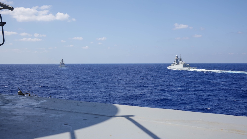 USS Truxtun Conducts RASEX with partner nations in Bright Star 2025