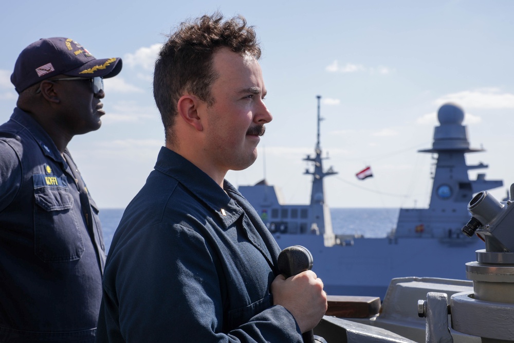 USS Truxtun Conducts RASEX with partner nations in Bright Star 2025