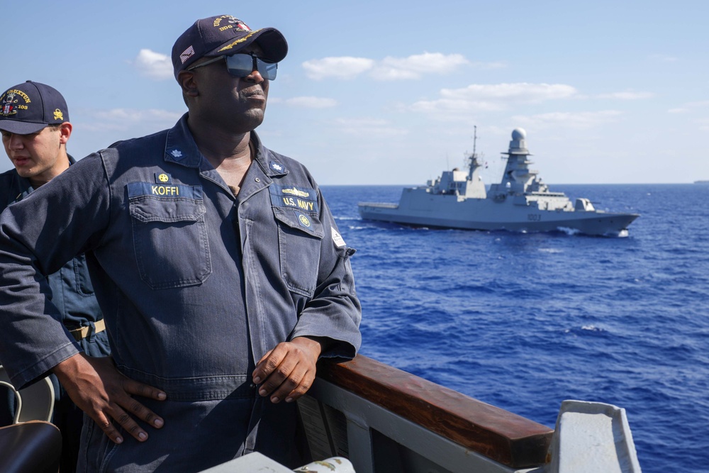 USS Truxtun Conducts RASEX with partner nations in Bright Star 2025