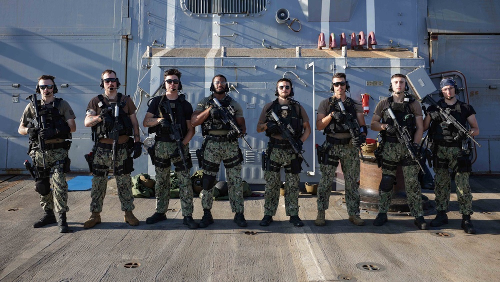 USS Truxtun Conducts VBSS Drill with partner nations in Bright Star 2025