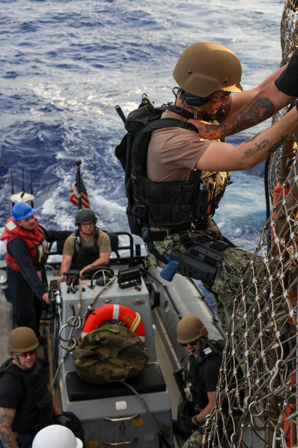 USS Truxtun Conducts VBSS Drill with partner nations in Bright Star 2025