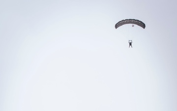 US paratroopers and partner nations jump of Giza Pyramids