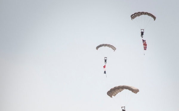 US paratroopers and partner nations jump of Giza Pyramids