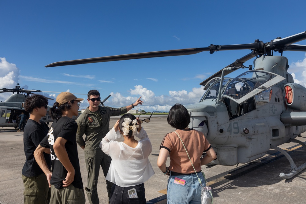 Osaka Sakai City International Youth Project students tour MCAS Futenma, MAG-36 aircraft
